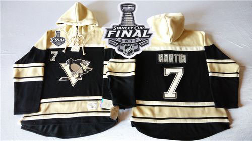 Penguins #7 Paul Martin Black Sawyer Hooded Sweatshirt 2017 Stanley Cup Final Patch Stitched NHL Jersey Penguins #7 Paul Martin Black Sawyer Hooded Sweatshirt 2017 Stanley Cup Final Patch Stitched NHL Jersey