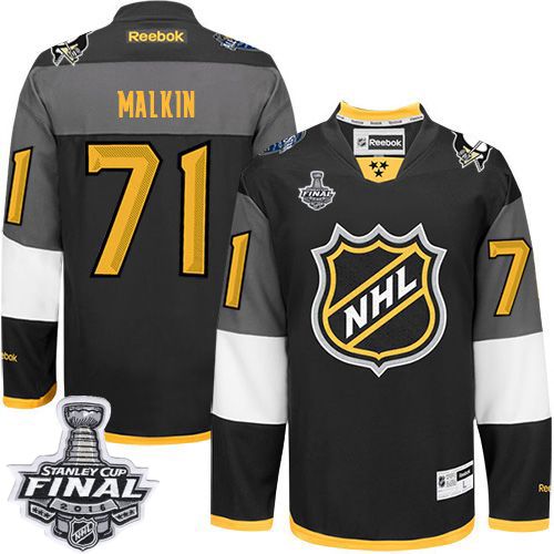 Penguins #71 Evgeni Malkin Black 2016 All Star Stanley Cup Final Patch Stitched NHL Jersey