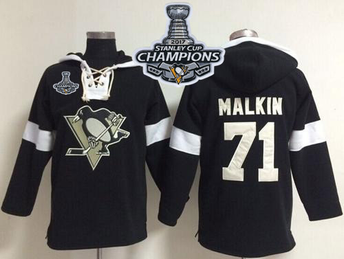 Penguins #71 Evgeni Malkin Black 2017 Stanley Cup Finals Champions NHL Pullover Hoodie