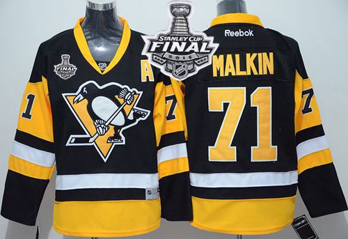 Penguins #71 Evgeni Malkin Black Alternate 2016 Stanley Cup Final Patch Stitched Youth NHL Jersey