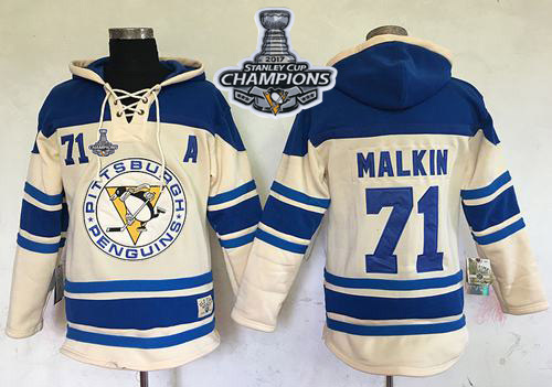Penguins #71 Evgeni Malkin Cream Sawyer Hooded Sweatshirt 2017 Stanley Cup Finals Champions Stitched NHL Jersey Penguins #71 Evgeni Malkin Cream Sawyer Hooded Sweatshirt 2017 Stanley Cup Finals Champions Stitched NHL Jersey