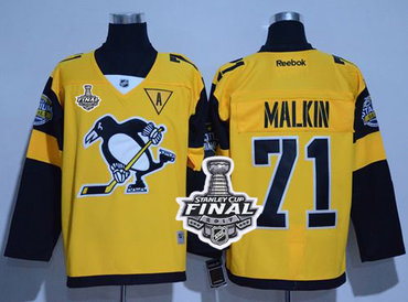 Penguins #71 Evgeni Malkin Gold 2017 Stadium Series Stanley Cup Final Patch Stitched Youth NHL Jersey