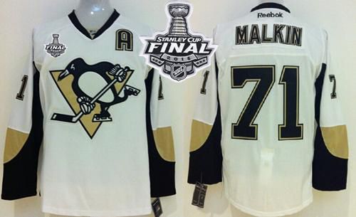 Penguins #71 Evgeni Malkin White 2016 Stanley Cup Final Patch Stitched Youth NHL Jersey