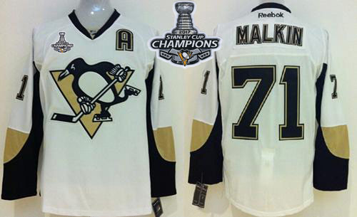 Penguins #71 Evgeni Malkin White 2017 Stanley Cup Finals Champions Stitched Youth NHL Jersey