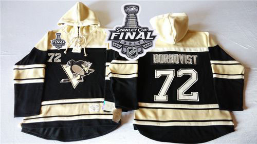 Penguins #72 Patric Hornqvist Black Sawyer Hooded Sweatshirt 2017 Stanley Cup Final Patch Stitched NHL Jersey
