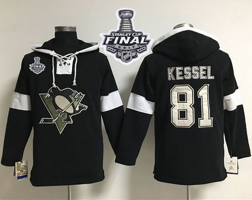 Penguins #81 Phil Kessel Black 2017 Stanley Cup Final Patch Pullover NHL Hoodie