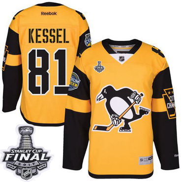 Penguins #81 Phil Kessel Gold 2017 Stadium Series Stanley Cup Final Patch Stitched Youth NHL Jersey