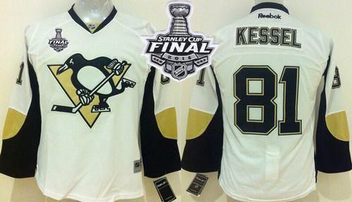 Penguins #81 Phil Kessel White 2016 Stanley Cup Final Patch Stitched Youth NHL Jersey