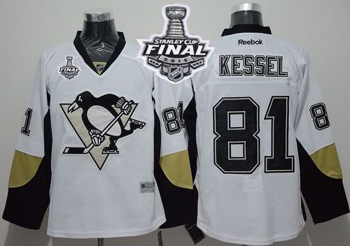 Penguins #81 Phil Kessel White Away 2016 Stanley Cup Final Patch Stitched NHL Jersey