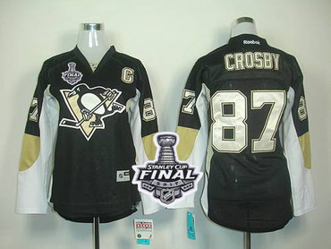 Penguins #87 Sidney Crosby Black 2017 Stanley Cup Final Patch Women's Home Stitched NHL Jersey Penguins #87 Sidney Crosby Black 2017 Stanley Cup Final Patch Women's Home Stitched NHL Jersey