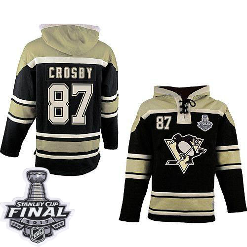Penguins #87 Sidney Crosby Black Sawyer Hooded Sweatshirt 2017 Stanley Cup Final Patch Stitched NHL Jersey Penguins #87 Sidney Crosby Black Sawyer Hooded Sweatshirt 2017 Stanley Cup Final Patch Stitched NHL Jersey