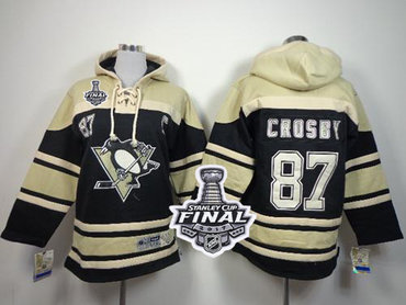 Penguins #87 Sidney Crosby Black Sawyer Hooded Sweatshirt 2017 Stanley Cup Final Patch Stitched Youth NHL Jersey Penguins #87 Sidney Crosby Black Sawyer Hooded Sweatshirt 2017 Stanley Cup Final Patch Stitched Youth NHL Jersey
