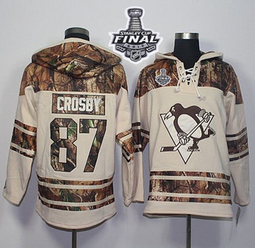 Penguins #87 Sidney Crosby Cream Camo 2017 Stanley Cup Final Patch Stitched NHL Jersey