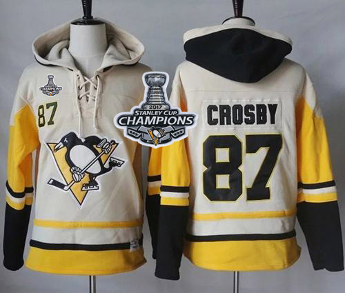 Penguins #87 Sidney Crosby Cream Gold Sawyer Hooded Sweatshirt 2017 Stanley Cup Finals Champions Stitched NHL Jersey Penguins #87 Sidney Crosby Cream Gold Sawyer Hooded Sweatshirt 2017 Stanley Cup Finals Champions Stitched NHL Jersey