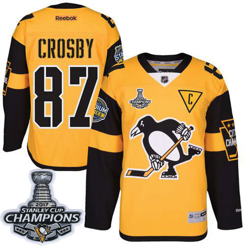 Penguins #87 Sidney Crosby Gold 2017 Stadium Series Stanley Cup Finals Champions Stitched Youth NHL Jersey