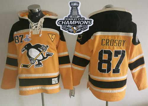 Penguins #87 Sidney Crosby Gold Sawyer Hooded Sweatshirt 2017 Stanley Cup Finals Champions Stitched NHL Jersey Penguins #87 Sidney Crosby Gold Sawyer Hooded Sweatshirt 2017 Stanley Cup Finals Champions Stitched NHL Jersey