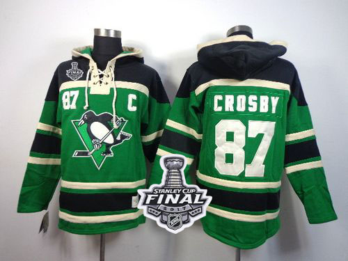 Penguins #87 Sidney Crosby Green St. Patrick's Day McNary Lace Hoodie 2017 Stanley Cup Final Patch Stitched NHL Jersey Penguins #87 Sidney Crosby Green St. Patrick's Day McNary Lace Hoodie 2017 Stanley Cup Final Patch Stitched NHL Jersey