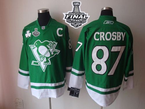 Penguins #87 Sidney Crosby Green St Patty's Day 2016 Stanley Cup Final Patch Stitched NHL Jersey Penguins #87 Sidney Crosby Green St Patty's Day 2016 Stanley Cup Final Patch Stitched NHL Jersey
