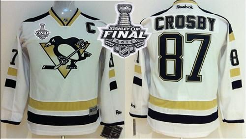 Penguins #87 Sidney Crosby White 2014 Stadium Series 2016 Stanley Cup Final Patch Stitched Youth NHL Jersey