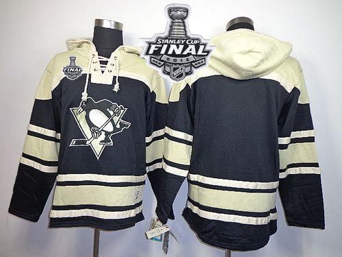 Penguins Blank Black Sawyer Hooded Sweatshirt 2016 Stanley Cup Final Patch Stitched NHL Jersey