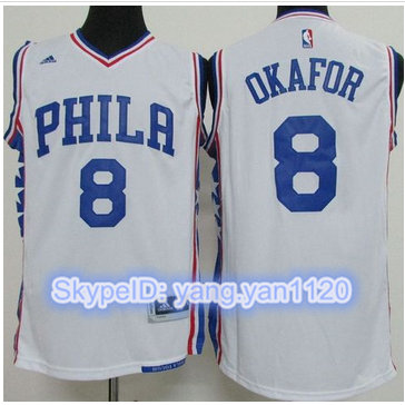 Philadelphia 76ers #8 Jahlil Okafor White Stitched NBA Jersey