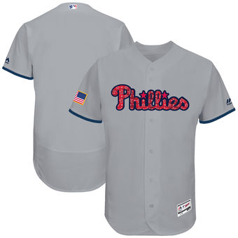 Philadelphia Phillies Majestic 2017 Stars & Stripes Authentic Collection FlexBase Team Jersey - Gray