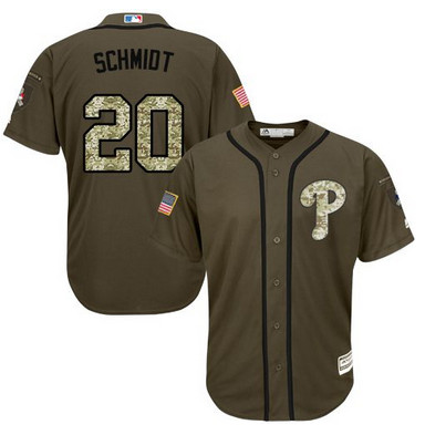 Phillies #20 Mike Schmidt Green Salute to Service Stitched MLB Jersey Phillies #20 Mike Schmidt Green Salute to Service Stitched MLB Jersey