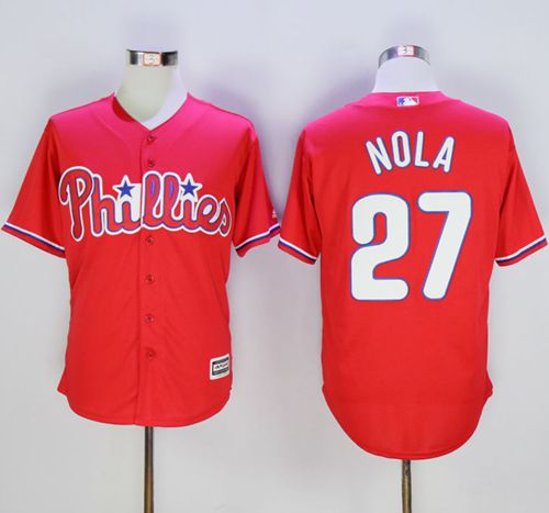Phillies #27 Aaron Nola Red New Cool Base Stitched MLB Jersey-2