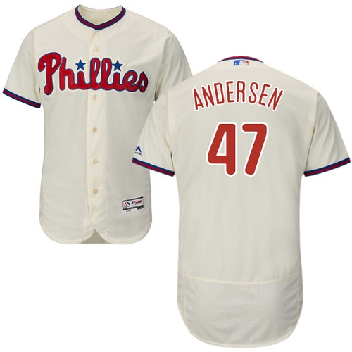 Phillies #47 Larry Andersen Cream Flexbase Authentic Collection Stitched MLB Jersey Phillies #47 Larry Andersen Cream Flexbase Authentic Collection Stitched MLB Jersey