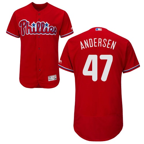 Phillies #47 Larry Andersen Red Flexbase Authentic Collection Stitched MLB Jersey