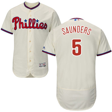 Phillies #5 Michael Saunders Cream Flexbase Authentic Collection Stitched MLB Jersey Phillies #5 Michael Saunders Cream Flexbase Authentic Collection Stitched MLB Jersey