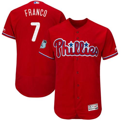 Phillies #7 Maikel Franco Red 2017 Spring Training Authentic FlexBase Stitched MLB Jersey