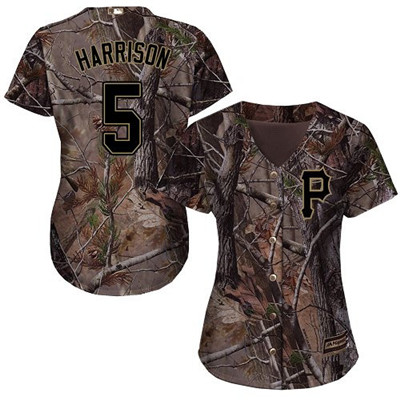 Pirates #5 Josh Harrison Camo Realtree Collection Cool Base Women's Stitched Baseball Jersey