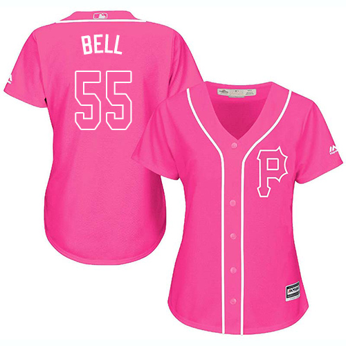 Pirates #55 Josh Bell Pink Fashion Women's Stitched MLB Jersey