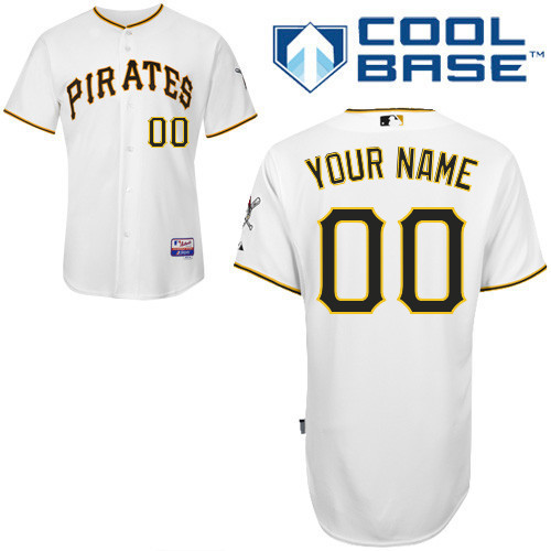 Pirates White Customized Men Cool Base Jersey