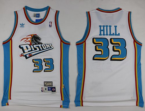 Pistons #33 Grant Hill White Throwback Stitched NBA Jersey Pistons #33 Grant Hill White Throwback Stitched NBA Jersey