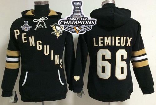 Pittsburgh Penguins #66 Mario Lemieux Black 2016 Stanley Cup Champions Women's Old Time Heidi NHL Hoodie Pittsburgh Penguins #66 Mario Lemieux Black 2016 Stanley Cup Champions Women's Old Time Heidi NHL Hoodie