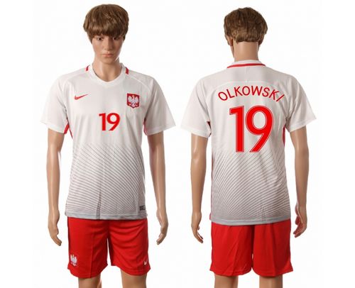 Poland #19 Olkowski Home Soccer Country Jersey Poland #19 Olkowski Home Soccer Country Jersey