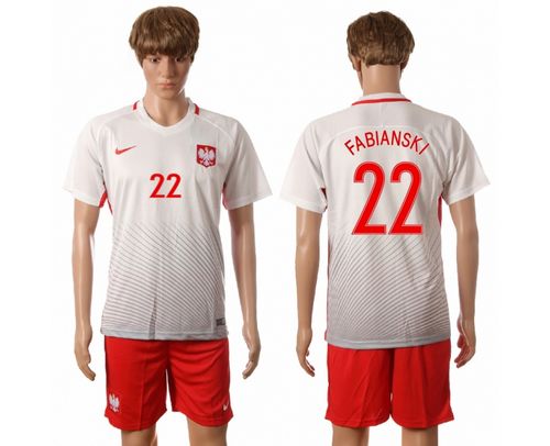 Poland #22 Fabianski Home Soccer Country Jersey Poland #22 Fabianski Home Soccer Country Jersey