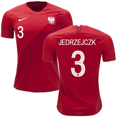 Poland #3 JEDRZEJCZK Away Soccer Country Jersey
