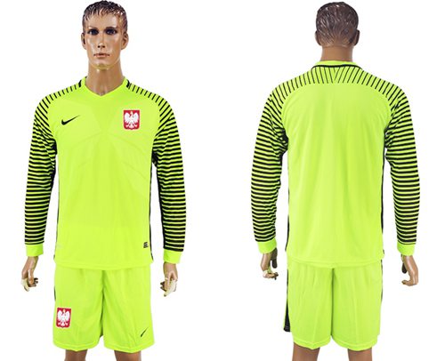 Poland Blank Green Long Sleeves Goalkeeper Soccer Country Jersey Poland Blank Green Long Sleeves Goalkeeper Soccer Country Jersey