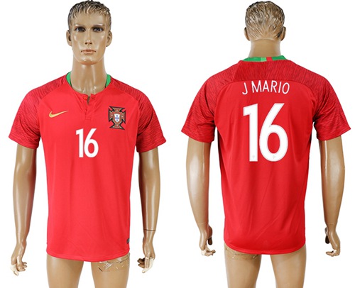 Portugal #16 J Mario Home Soccer Country Jersey Portugal #16 J Mario Home Soccer Country Jersey