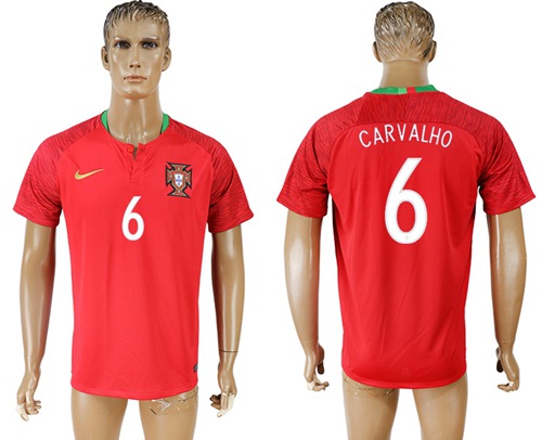 Portugal #6 Carvalho Home Soccer Country Jersey Portugal #6 Carvalho Home Soccer Country Jersey
