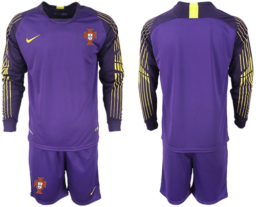 Portugal Blank Purple Goalkeeper Long Sleeves Soccer Country Jersey Portugal Blank Purple Goalkeeper Long Sleeves Soccer Country Jersey