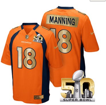 Pre-Order Denver Broncos #18 Peyton Manning Orange Super Bowl 50 Limited Jersey