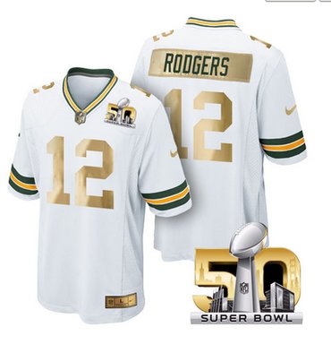 Pre Order Green Bay Packers Jersey 12 Aaron Rodgers White Super Bowl 50 Game Jerseys