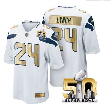 Pre Order Seattle Seahawks Jersey 24 Marshawn Lynch White Super Bowl 50 Limited Jerseys
