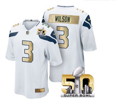 Pre Order Seattle Seahawks Jersey 3 Russell Wilson White Super Bowl 50 Limited Jerseys