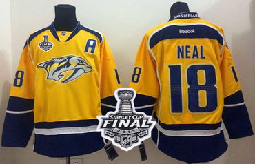 Predators #18 James Neal Yellow Home 2017 Stanley Cup Final Patch Stitched NHL Jersey