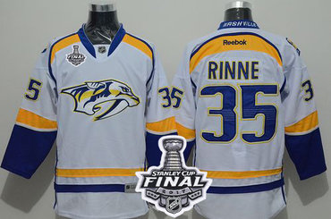 Predators #35 Pekka Rinne White Road 2017 Stanley Cup Final Patch Stitched NHL Jersey